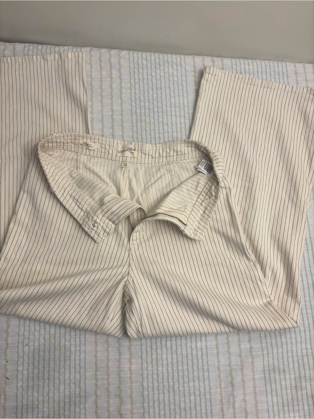 Universal Thread Cream Pinstripe Wide-Leg Pants